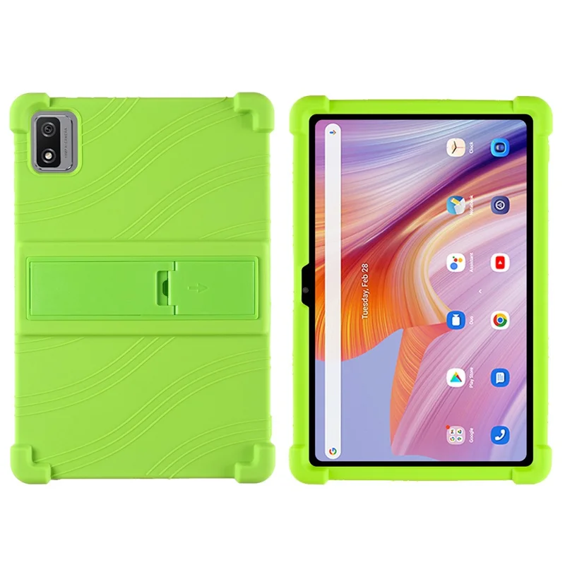 For Blackview Tab 12 Pro Silicone Tablet Case Anti-drop Tablet Cover with PC Kickstand - Green