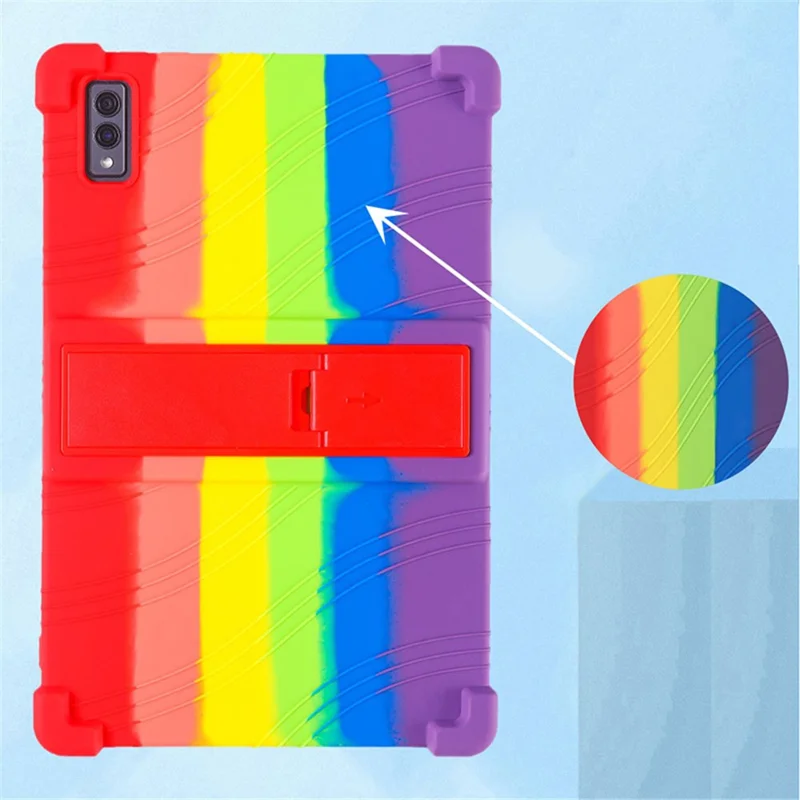 Silicone Case for Blackview Tab 11 SE , Anti-scratch Protective Tablet Cover with PC Kickstand - Rose