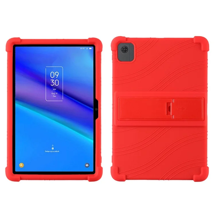 For TCL Tab 10 5G 9183G Silicone Tablet Case Foldable PC Kickstand Tablet Back Cover - Red