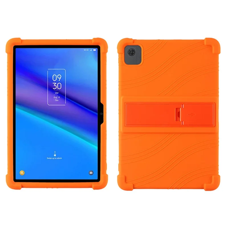 For TCL Tab 10 5G 9183G Silicone Tablet Case Foldable PC Kickstand Tablet Back Cover - Orange