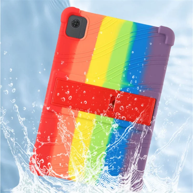 For TCL Tab 10 5G 9183G Silicone Tablet Case Foldable PC Kickstand Tablet Back Cover - Orange