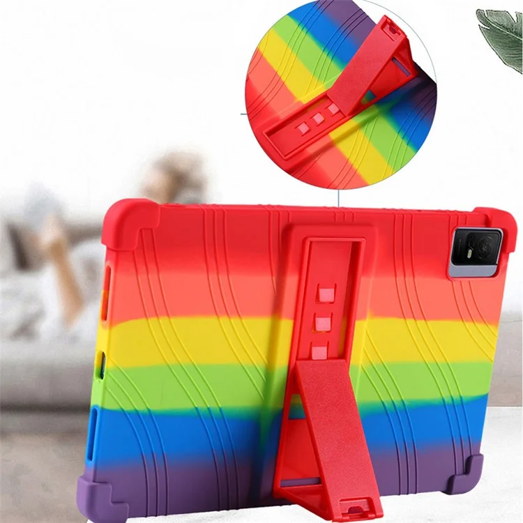 Pour TCL Tab 11 Silicone Tablet Case PC Kickstand Thickened Corner Protective Tablet Cover - Dark Blue