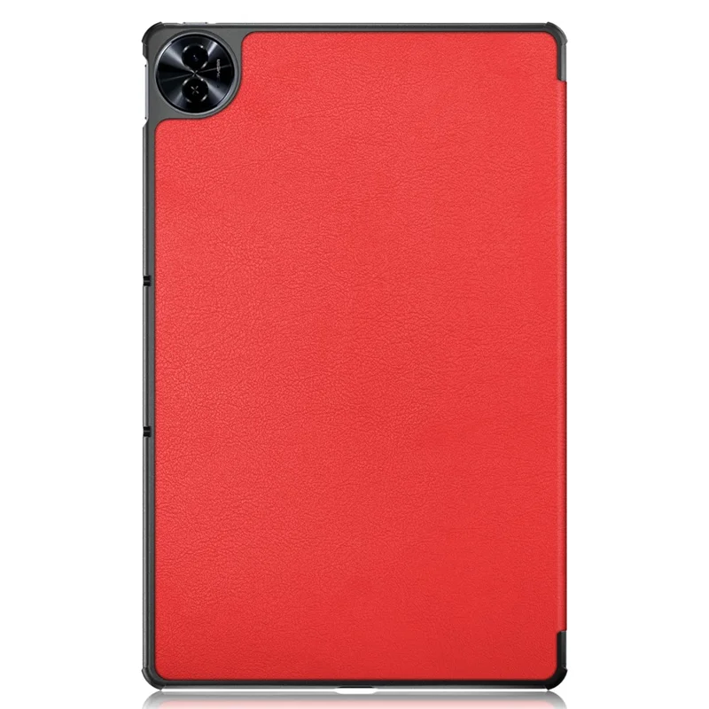 For Realme Pad 2 PU Leather Trifold Stand Cover Full Protection Shock Resistant Tablet Case - Red