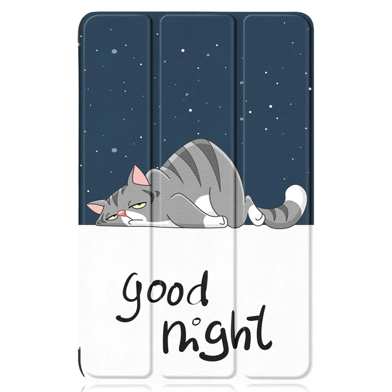 For Realme Pad 2 PU Leather Pattern Printing Case Tri-fold Stand Folio Tablet Cover - Cat