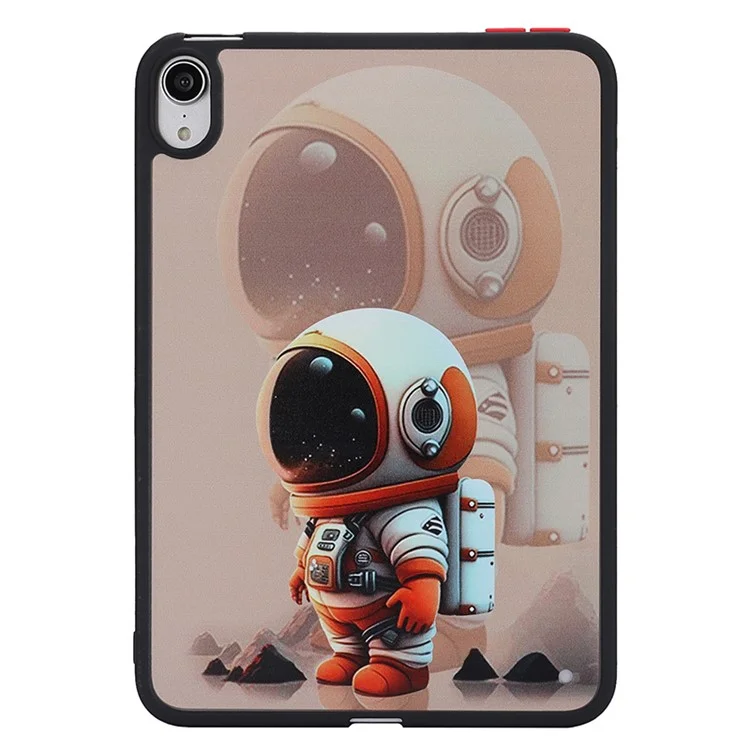Skin-Touch Pattern Printing Tablet Case for iPad mini (2024) / mini (2021) PC+TPU Anti-Scratch Tablet Cover - Orange Astronaut