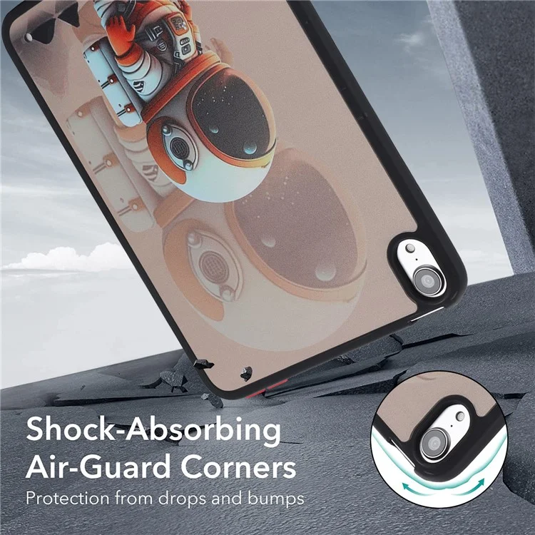 Skin-Touch Pattern Printing Tablet Case for iPad mini (2024) / mini (2021) PC+TPU Anti-Scratch Tablet Cover - Orange Astronaut