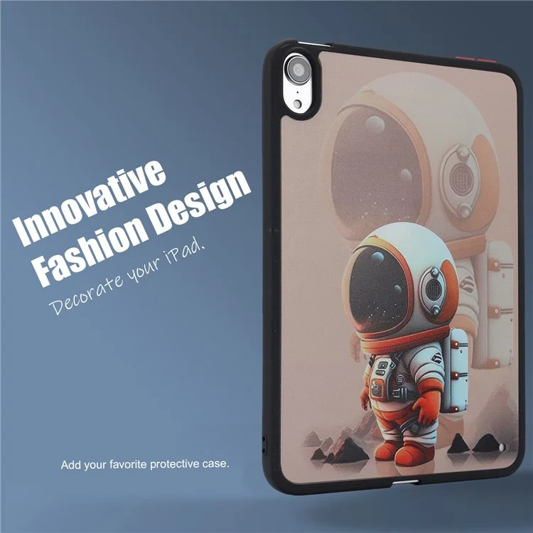 Skin-Touch Pattern Printing Tablet Case for iPad mini (2024) / mini (2021) PC+TPU Anti-Scratch Tablet Cover - Orange Astronaut
