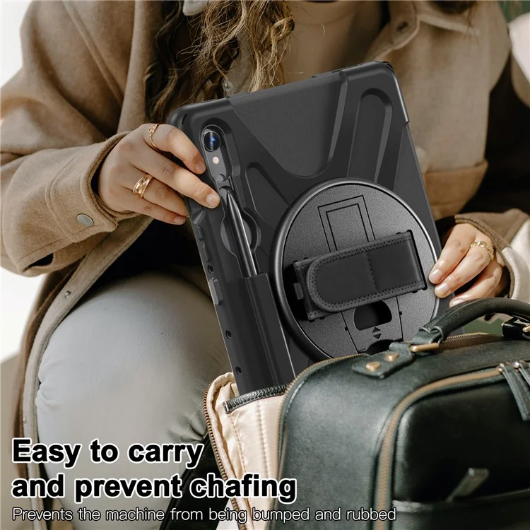 Para Samsung Galaxy Tab S9 FE / S9 X710 / S8 X700 / S7 T870 Correa para la muñeca Funda para tableta PC+Silicona Soporte Protector Cubierta - Negro