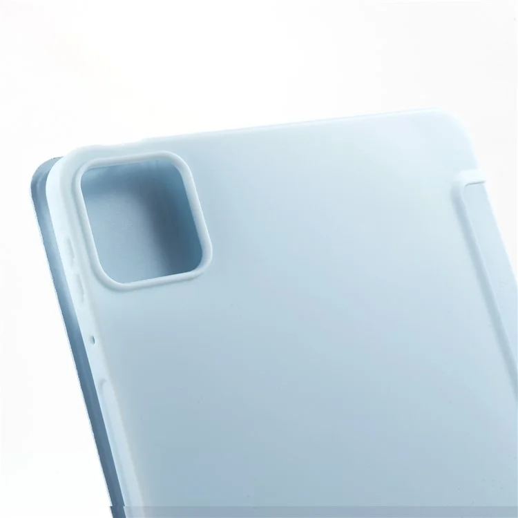 Para Xiaomi Pad 6 / 6 Pro Tri-Fold Stand Protective Cover Funda de piel PU + Funda de tableta TPU mate - Azul cielo