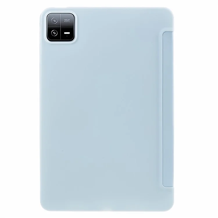 Para Xiaomi Pad 6 / 6 Pro Tri-Fold Stand Protective Cover Funda de piel PU + Funda de tableta TPU mate - Azul cielo