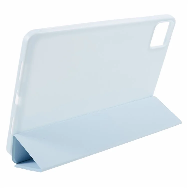 Para Xiaomi Pad 6 / 6 Pro Tri-Fold Stand Protective Cover Funda de piel PU + Funda de tableta TPU mate - Azul cielo