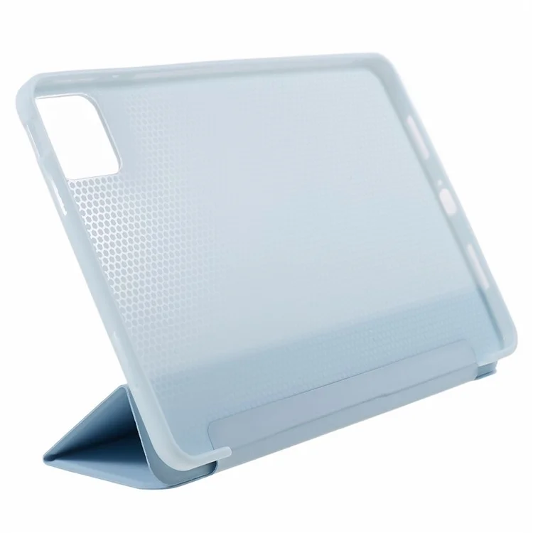 Para Xiaomi Pad 6 / 6 Pro Tri-Fold Stand Protective Cover Funda de piel PU + Funda de tableta TPU mate - Azul cielo