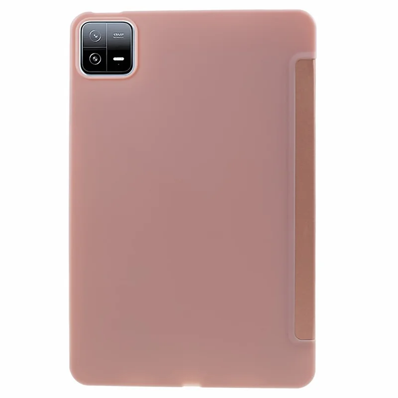 For Xiaomi Pad 6 / 6 Pro Tri-Fold Stand Protective Cover PU Leather + Matte TPU Tablet Case - Rose Gold