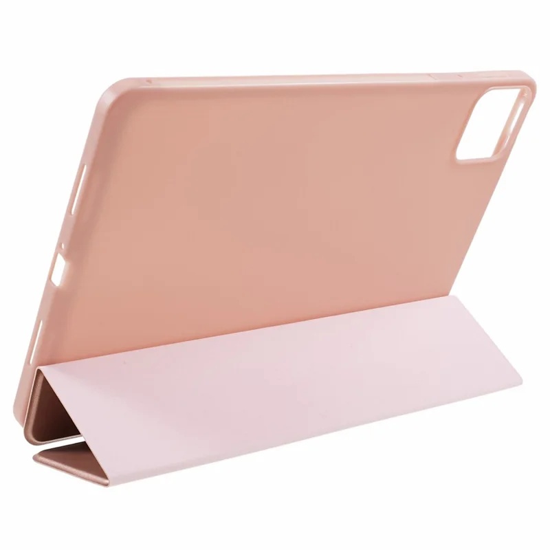 For Xiaomi Pad 6 / 6 Pro Tri-Fold Stand Protective Cover PU Leather + Matte TPU Tablet Case - Rose Gold