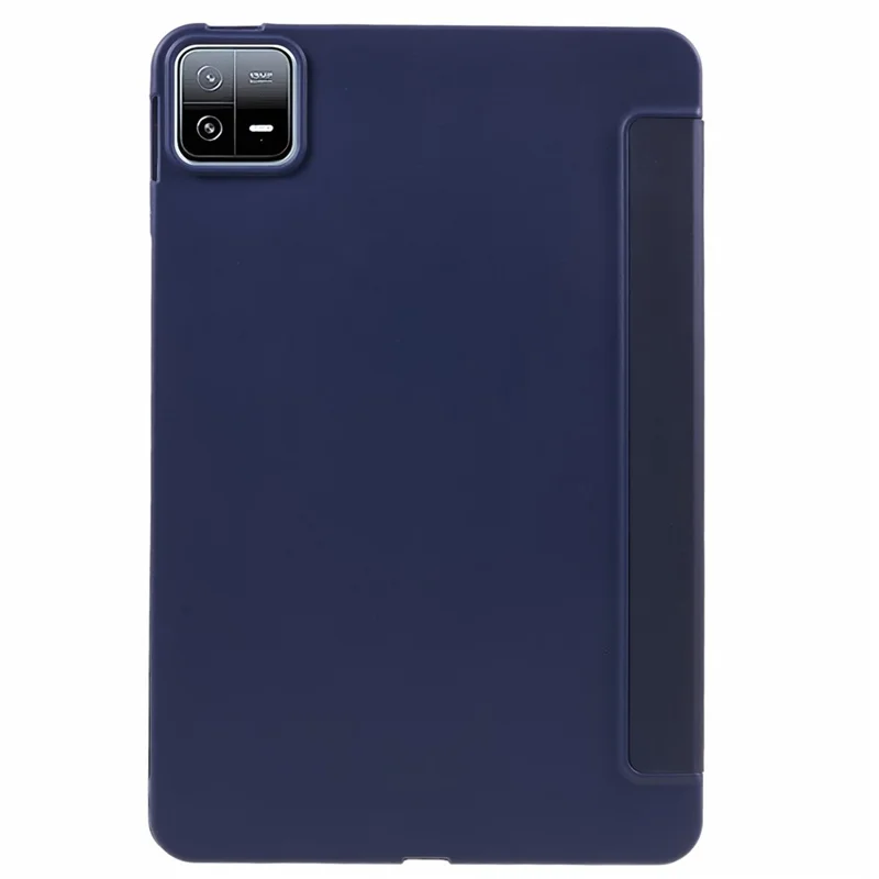 For Xiaomi Pad 6 / 6 Pro Tri-Fold Stand Protective Cover PU Leather + Matte TPU Tablet Case - Dark Blue