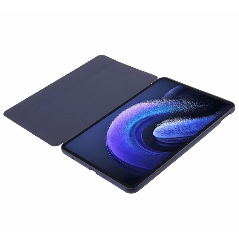 For Xiaomi Pad 6 / 6 Pro Tri-Fold Stand Protective Cover PU Leather + Matte TPU Tablet Case - Dark Blue