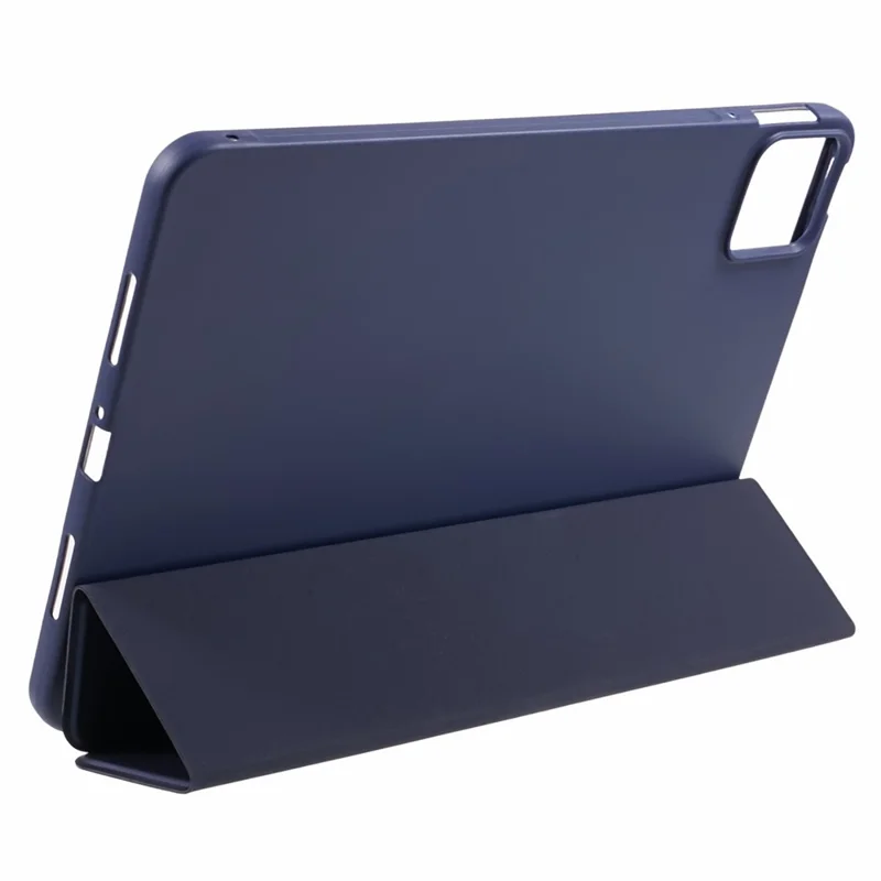 For Xiaomi Pad 6 / 6 Pro Tri-Fold Stand Protective Cover PU Leather + Matte TPU Tablet Case - Dark Blue