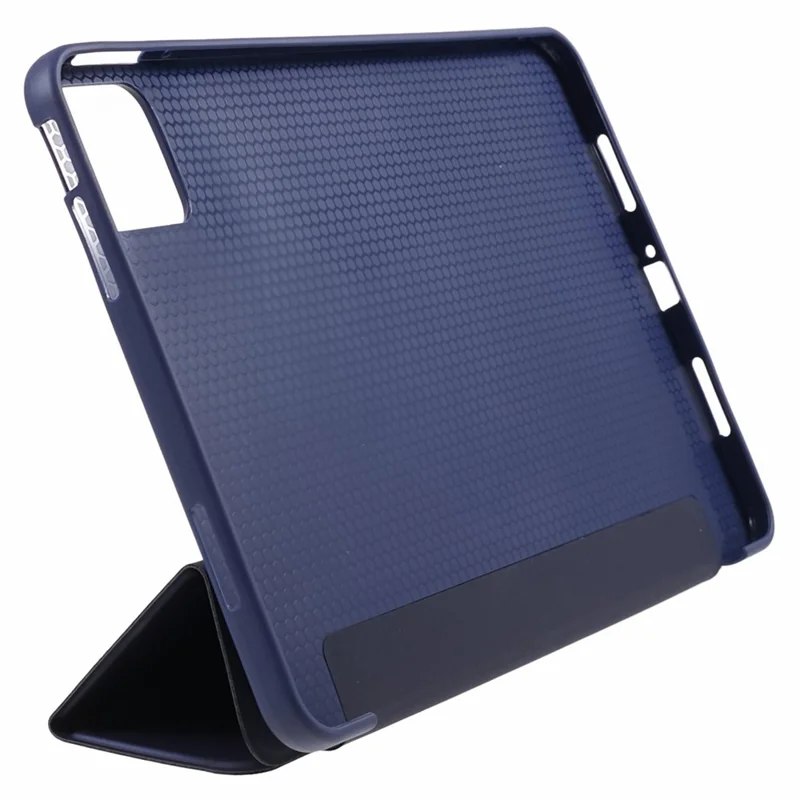 For Xiaomi Pad 6 / 6 Pro Tri-Fold Stand Protective Cover PU Leather + Matte TPU Tablet Case - Dark Blue