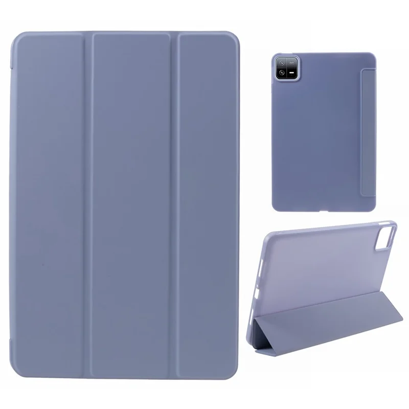 Per Xiaomi Pad 6 / 6 Pro Tri-Fold Stand Protective Cover PU Leather + Matte TPU Tablet Case - Baby Blue