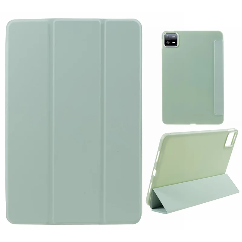 Für Xiaomi Pad 6 / 6 Pro Tri-Fold Stand Schutzhülle PU-Leder + matte TPU-Tablettenhülle - Hellgrün
