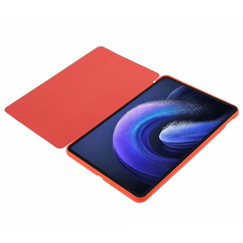 For Xiaomi Pad 6 / 6 Pro Tri-Fold Stand Protective Cover PU Leather + Matte TPU Tablet Case - Red