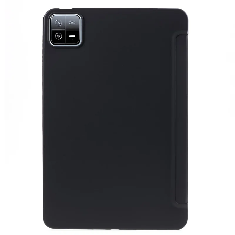 For Xiaomi Pad 6 / 6 Pro Tri-Fold Stand Protective Cover PU Leather + Matte TPU Tablet Case - Black