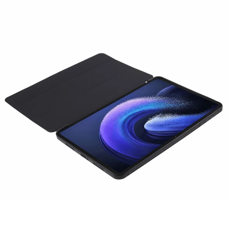 For Xiaomi Pad 6 / 6 Pro Tri-Fold Stand Protective Cover PU Leather + Matte TPU Tablet Case - Black