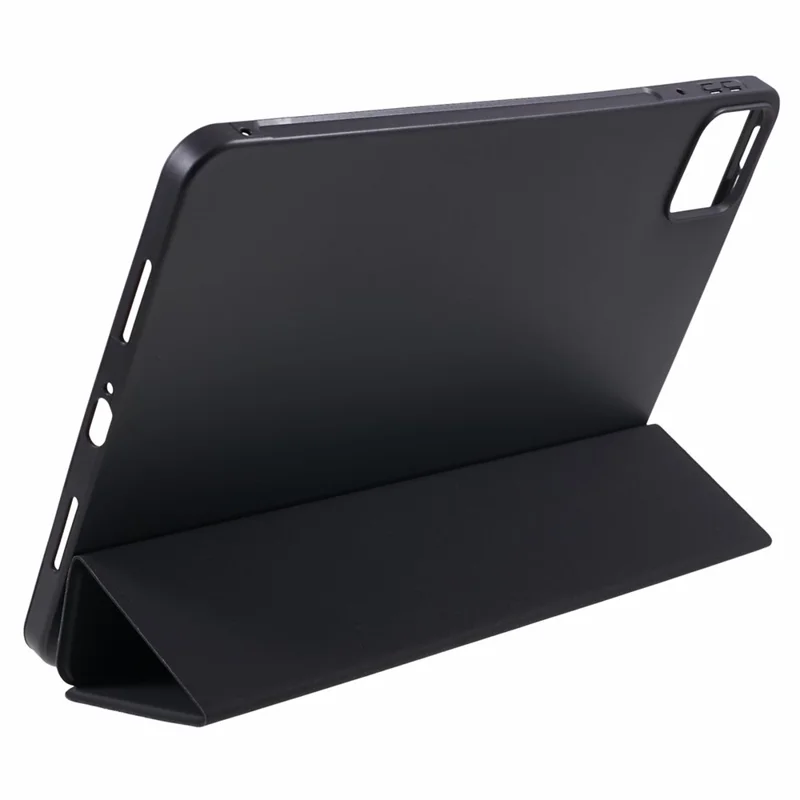 For Xiaomi Pad 6 / 6 Pro Tri-Fold Stand Protective Cover PU Leather + Matte TPU Tablet Case - Black