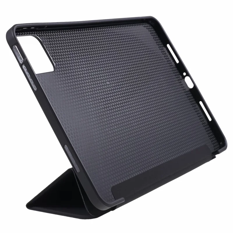 For Xiaomi Pad 6 / 6 Pro Tri-Fold Stand Protective Cover PU Leather + Matte TPU Tablet Case - Black