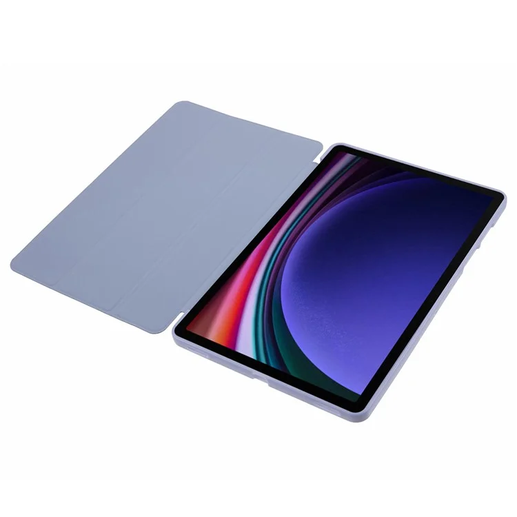 Pour Samsung Galaxy Tab S9 PU+Matte TPU Tablet Case Anti-Drop Protective Cover with Tri-Fold Stand - Bleu bébé