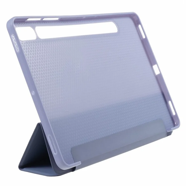 Pour Samsung Galaxy Tab S9 PU+Matte TPU Tablet Case Anti-Drop Protective Cover with Tri-Fold Stand - Bleu bébé
