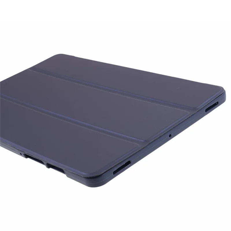 For Samsung Galaxy Tab S9 PU+Matte TPU Tablet Case Anti-Drop Protective Cover with Tri-Fold Stand - Dark Blue