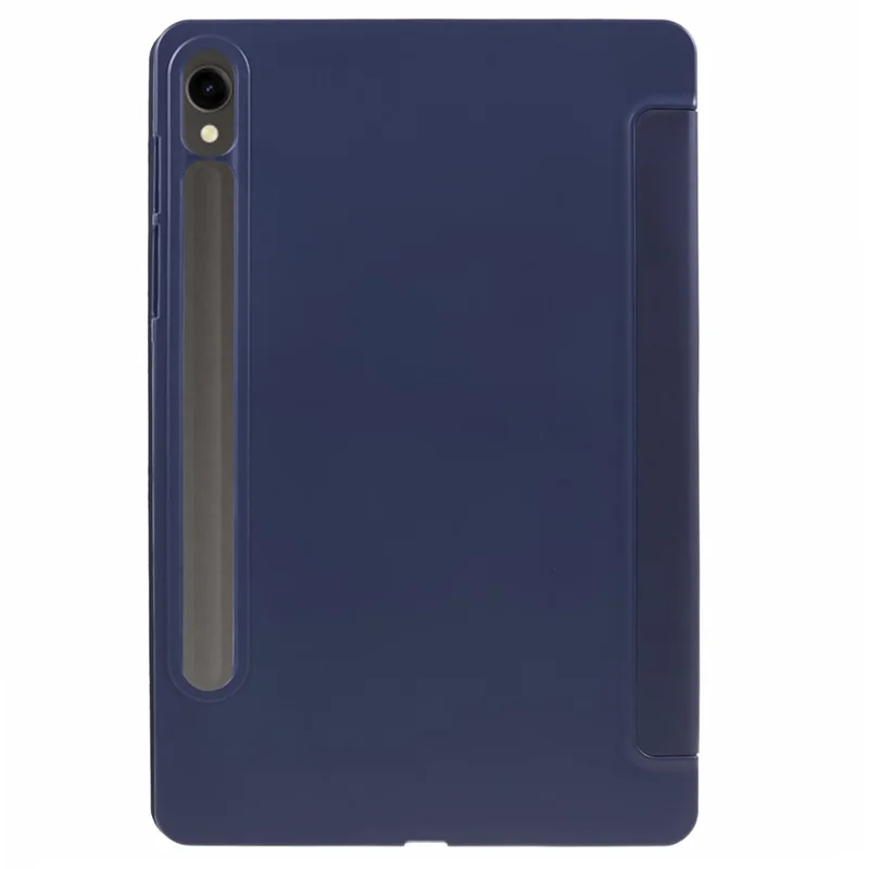 For Samsung Galaxy Tab S9 PU+Matte TPU Tablet Case Anti-Drop Protective Cover with Tri-Fold Stand - Dark Blue