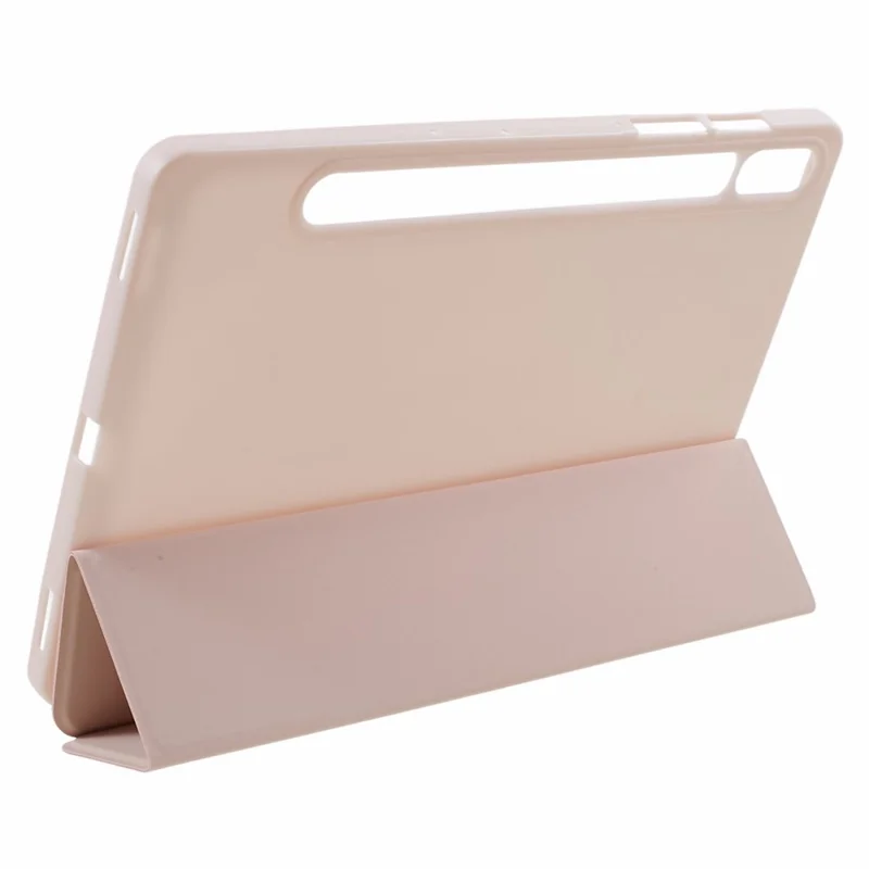 For Samsung Galaxy Tab S9 PU+Matte TPU Tablet Case Anti-Drop Protective Cover with Tri-Fold Stand - Pink