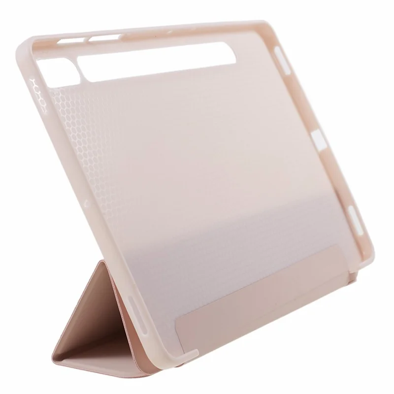 For Samsung Galaxy Tab S9 PU+Matte TPU Tablet Case Anti-Drop Protective Cover with Tri-Fold Stand - Pink
