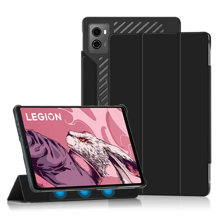 Für Lenovo Legion Y700 Tri-Fold Stand Schutztablett-Hülle Magnetische Absorption PU-Leder-Abdeckung - Grün