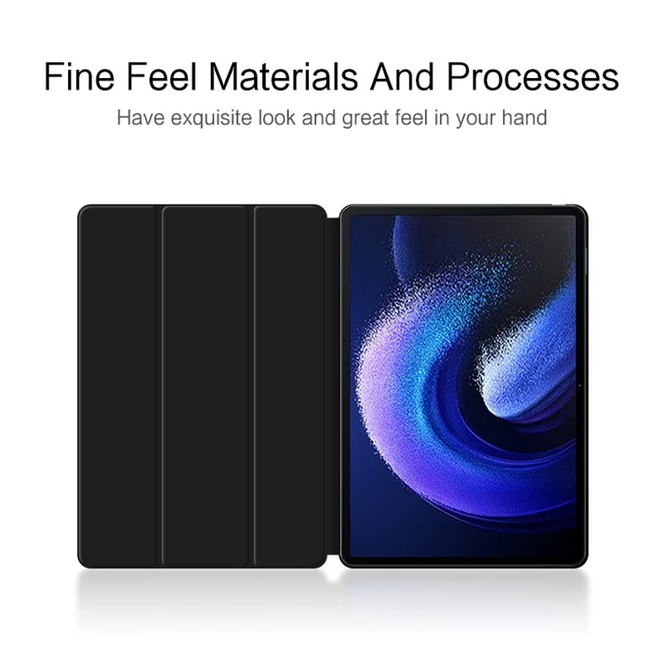 Для Xiaomi Pad 6 Max 14 Защитный чехол из противоударного ПУ-кожи с трехсторонней подставкой и магнитной защитой - черный