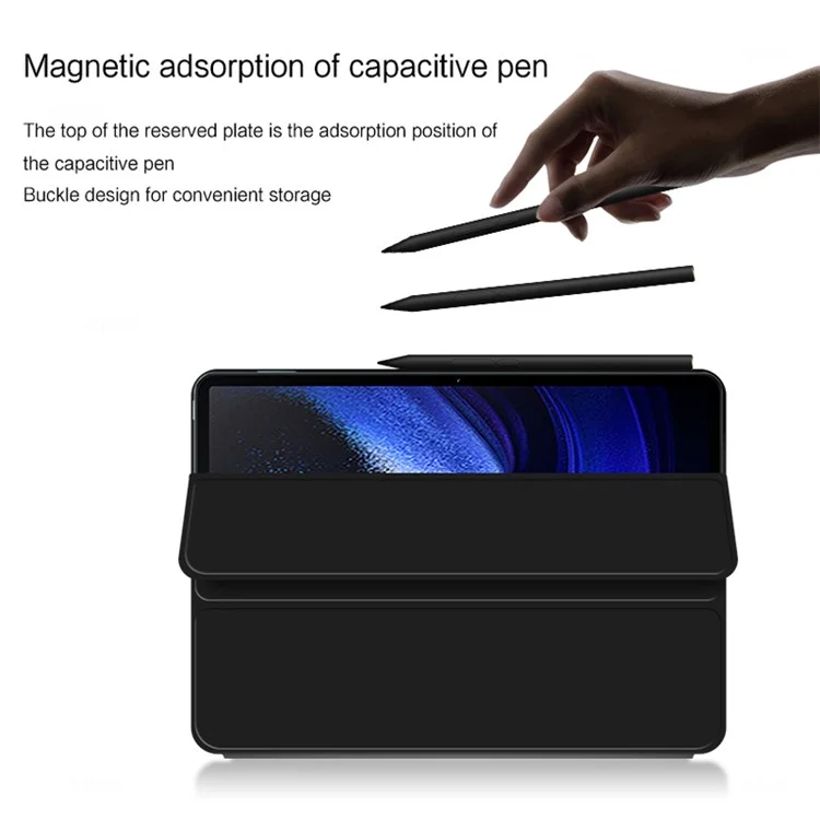 Для Xiaomi Pad 6 Max 14 Защитный чехол из противоударного ПУ-кожи с трехсторонней подставкой и магнитной защитой - черный