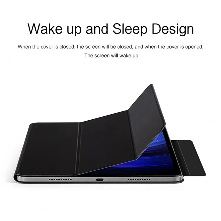 Para Xiaomi Pad 6 Max 14 Tri-fold Stand PU Leather Magnetic Absorption Tablet Case Auto Sleep / Wake Cover - Preto