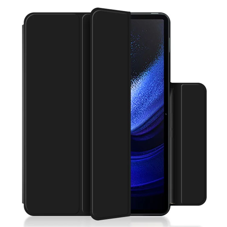 Para Xiaomi Pad 6 Max 14 Tri-fold Stand PU Leather Magnetic Absorption Tablet Case Auto Sleep / Wake Cover - Preto