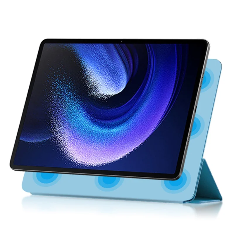 For Xiaomi Pad 6 Max 14 Tri-fold Stand PU Leather Magnetic Absorption Tablet Case Auto Sleep  /  Wake Cover - Blue