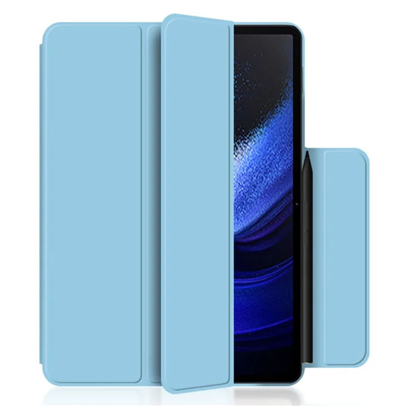 For Xiaomi Pad 6 Max 14 Tri-fold Stand PU Leather Magnetic Absorption Tablet Case Auto Sleep  /  Wake Cover - Blue