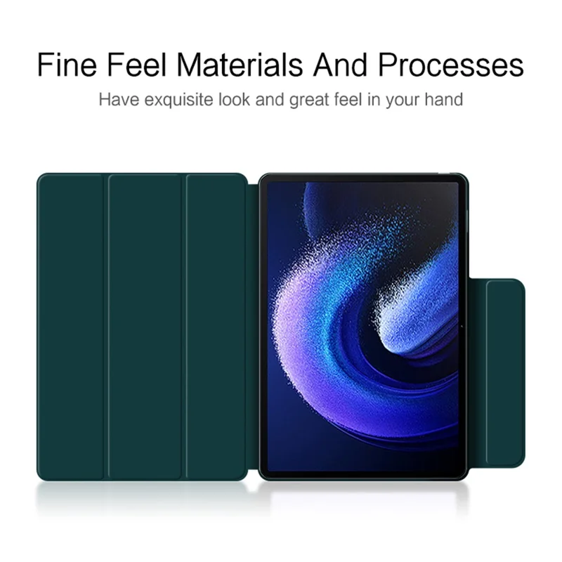 For Xiaomi Pad 6 Max 14 Tri-fold Stand PU Leather Magnetic Absorption Tablet Case Auto Sleep  /  Wake Cover - Green