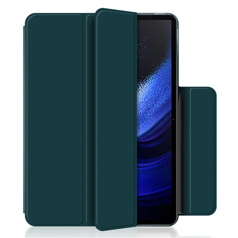 For Xiaomi Pad 6 Max 14 Tri-fold Stand PU Leather Magnetic Absorption Tablet Case Auto Sleep  /  Wake Cover - Green