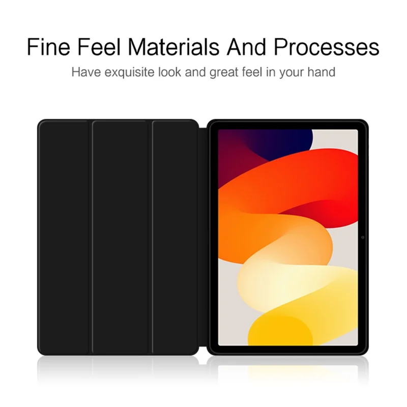 Trifold Stand Case for Xiaomi Redmi Pad SE , Scratch Resistant PU Leather Protective Tablet Cover - Black