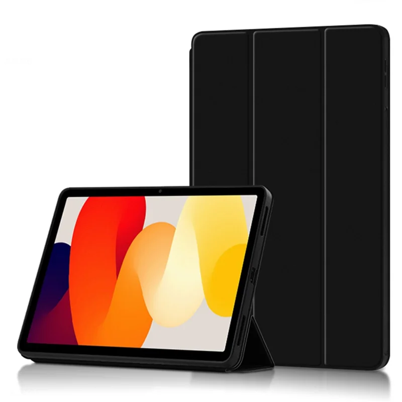 Trifold Stand Case for Xiaomi Redmi Pad SE , Scratch Resistant PU Leather Protective Tablet Cover - Black