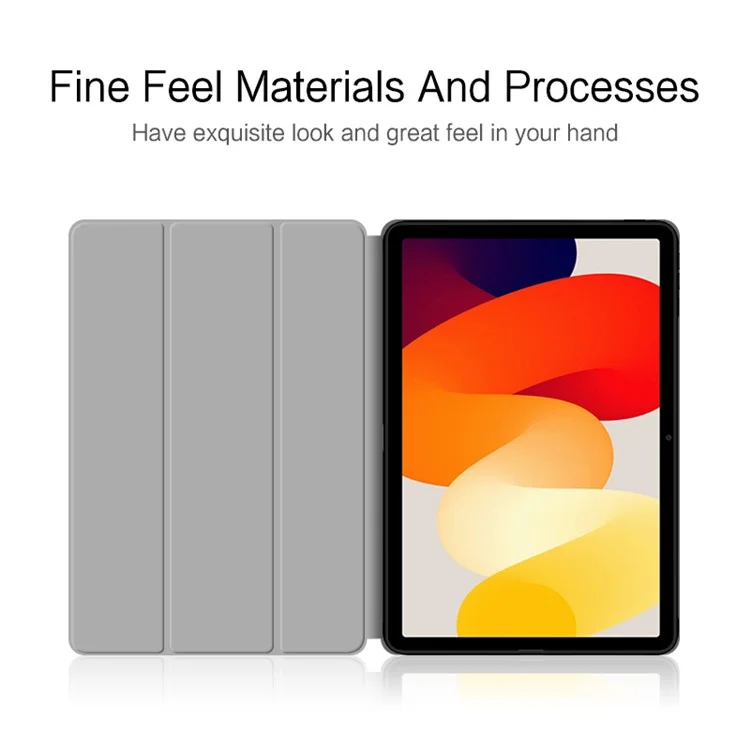 Trifold Stand Case for Xiaomi Redmi Pad SE , Scratch Resistant PU Leather Protective Tablet Cover - Grey