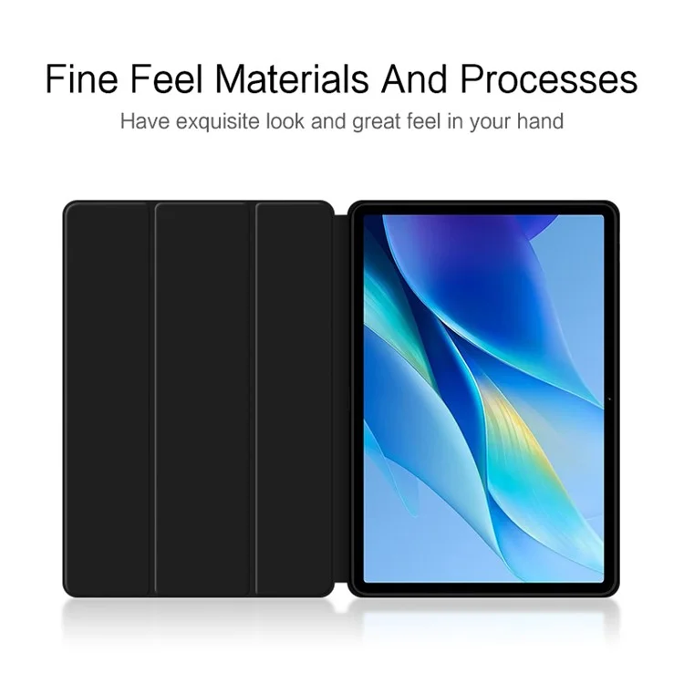 Trifold Stand Case for vivo Pad Air , Drop Proof PU Leather Protective Tablet Cover - Black