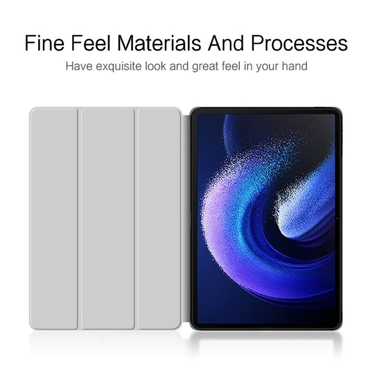 Capa Protetora para Xiaomi Pad 6 Max 14, Suporte Trifold em Couro PU + Capa Antiimpacto em TPU - Cinza
