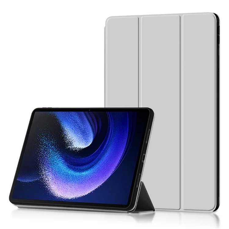 Capa Protetora para Xiaomi Pad 6 Max 14, Suporte Trifold em Couro PU + Capa Antiimpacto em TPU - Cinza